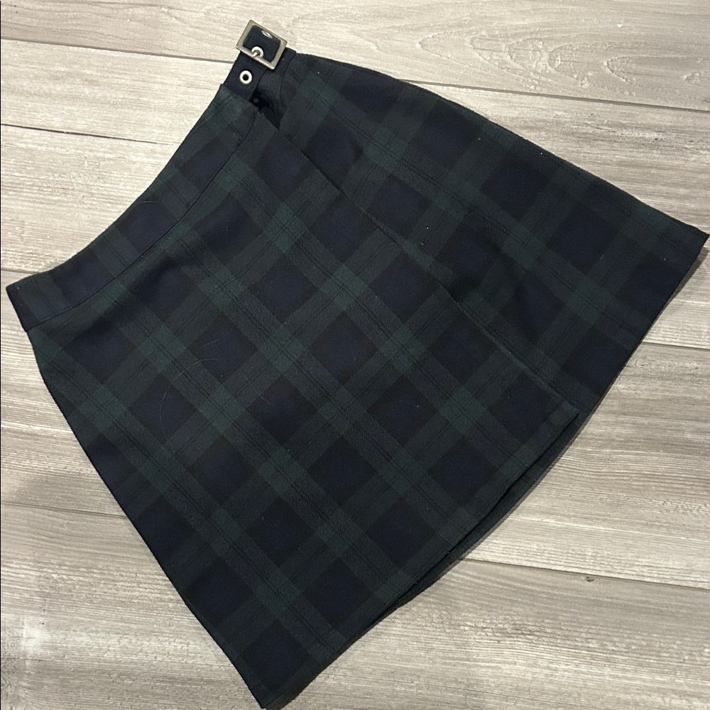 John Galt Plaid Black and Green Women's Skirt